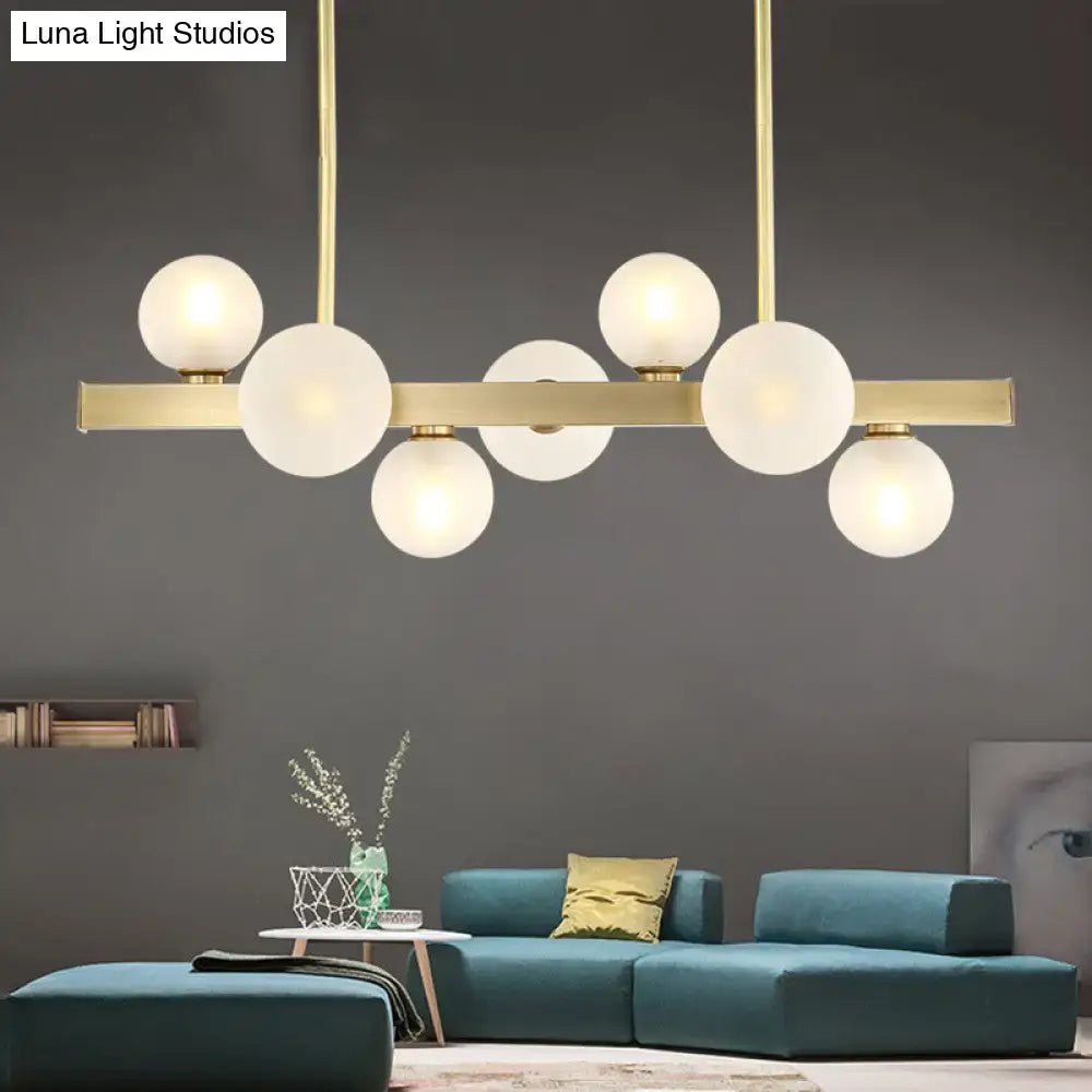 DecorBites™ Modern Brass LED Glass Island Pendant Light Fixture - Spherical Design for Ceiling