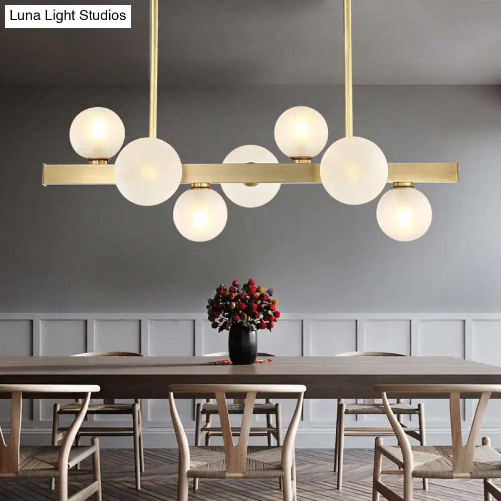 DecorBites™ Modern Brass LED Glass Island Pendant Light Fixture - Spherical Design for Ceiling