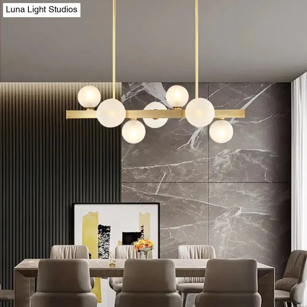 DecorBites™ Modern Brass LED Glass Island Pendant Light Fixture - Spherical Design for Ceiling
