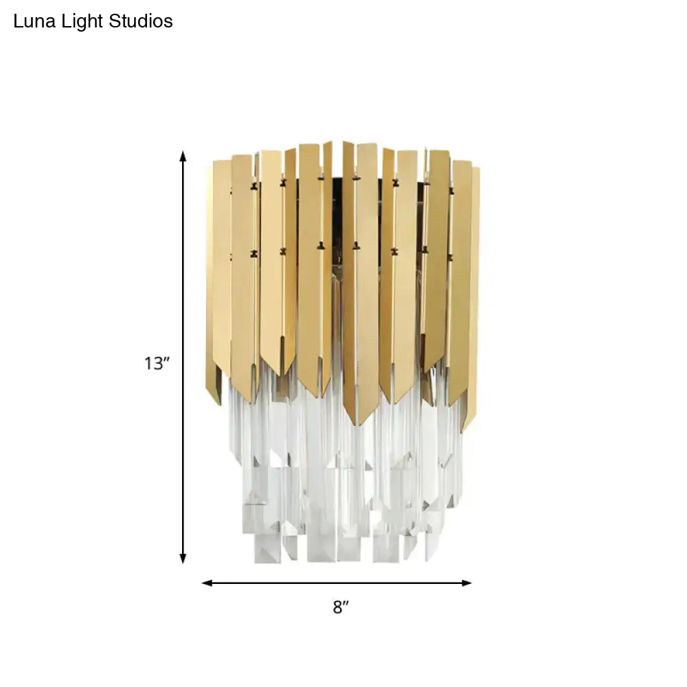 DecorBites™ Modern Brass Wall Mount Light with Clear Crystal Prism - 2 Headed Wall Lighting for Bedroom