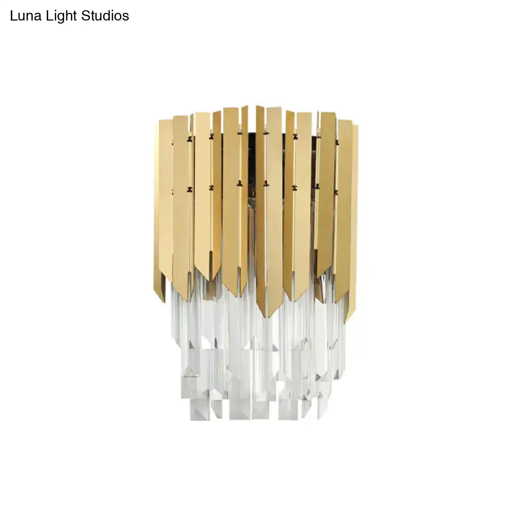 DecorBites™ Modern Brass Wall Mount Light with Clear Crystal Prism - 2 Headed Wall Lighting for Bedroom