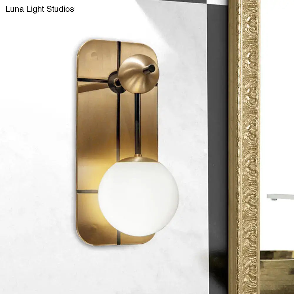 Modern brass wall opal glass sconce bedroom light fixture