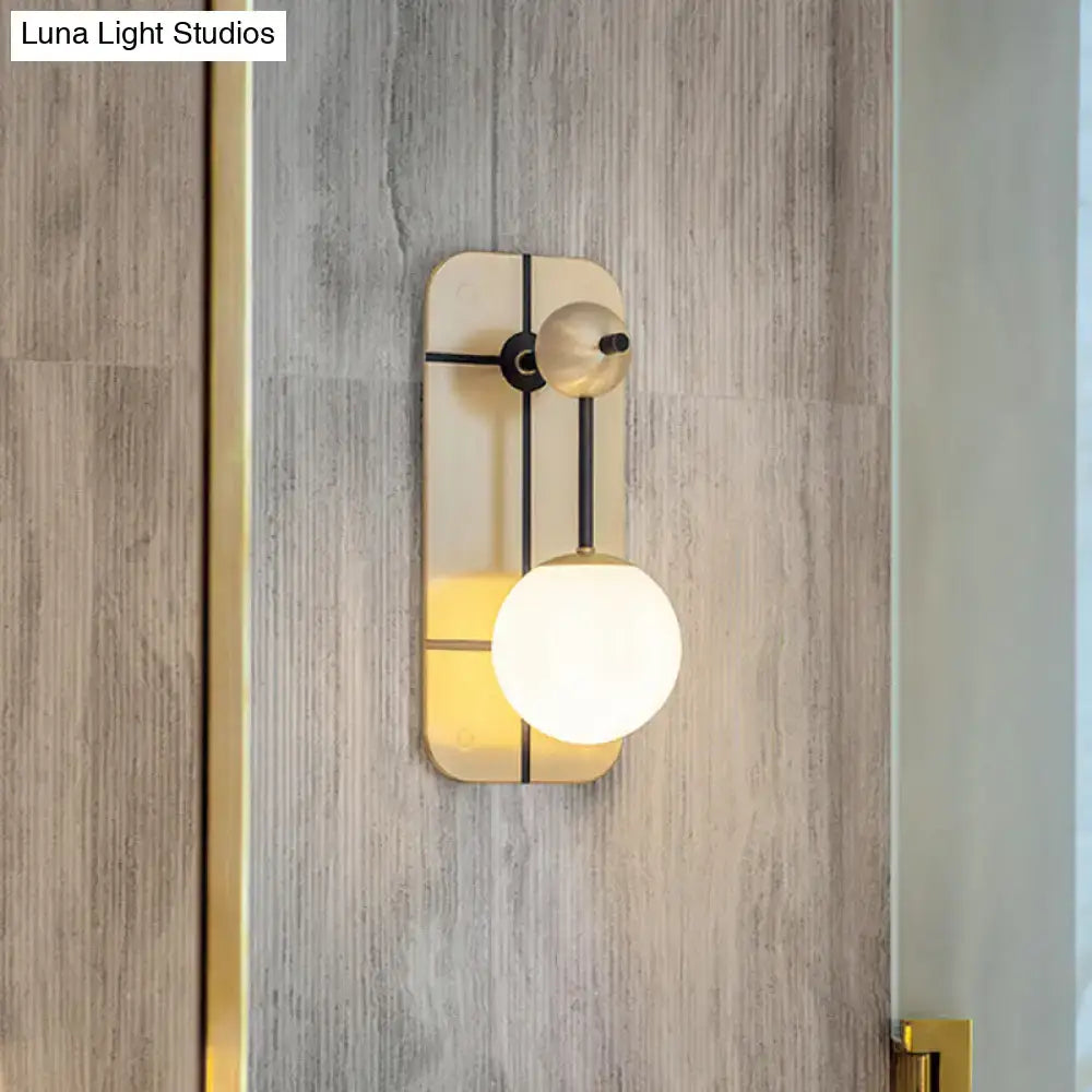 Modern brass wall opal glass sconce bedroom light fixture