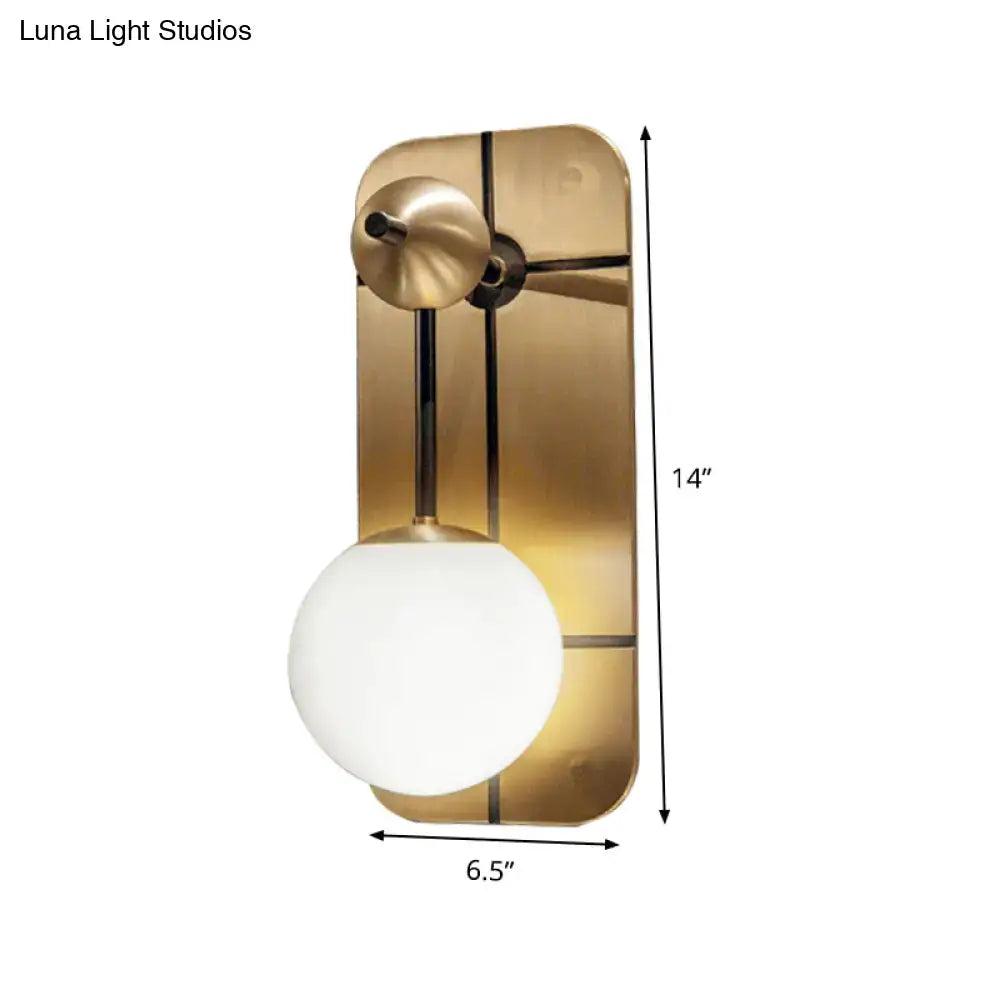 Modern brass wall opal glass sconce bedroom light fixture