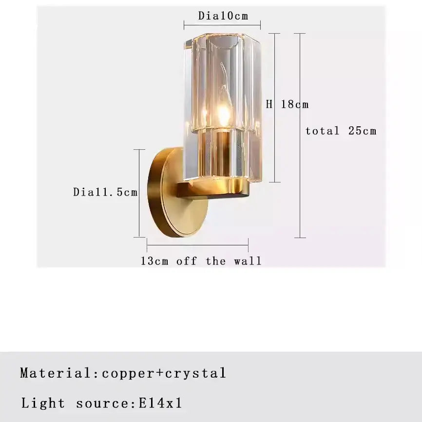 DecorBites™ Bronze Copper Crystal Wall Lamps Luxury Lighting Fixture for Aisle Bedside Decor.