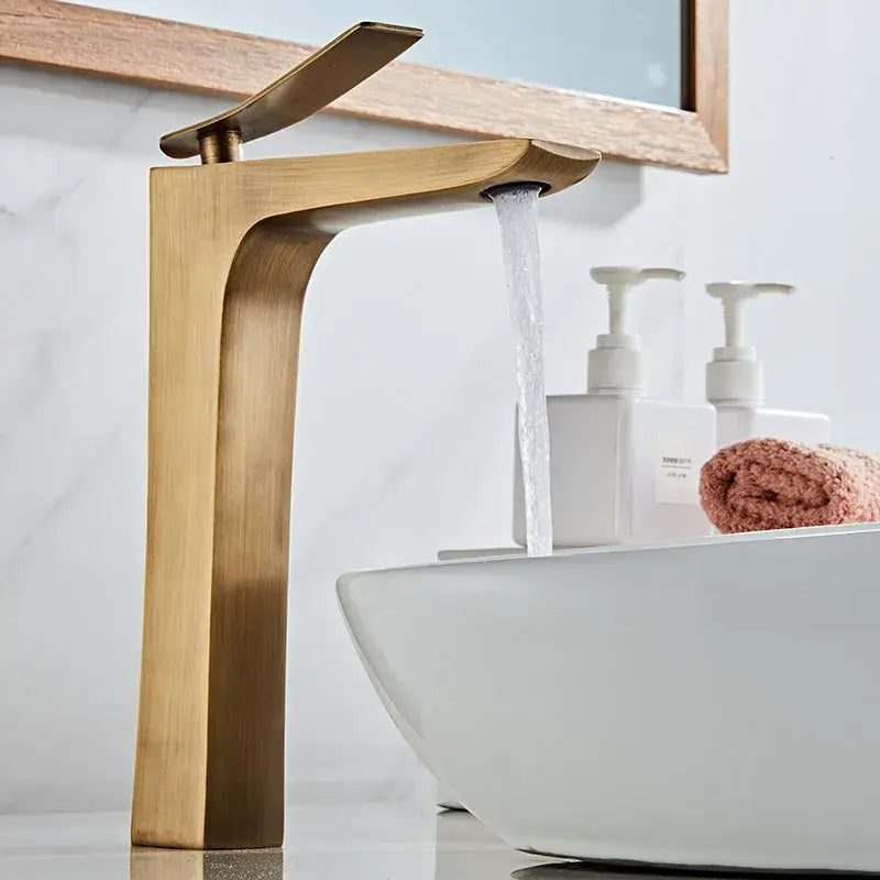DecorBites™ Bronze Basin Faucet: Hot & Cold Deck Mounted Bathroom Sink Mixer Tap