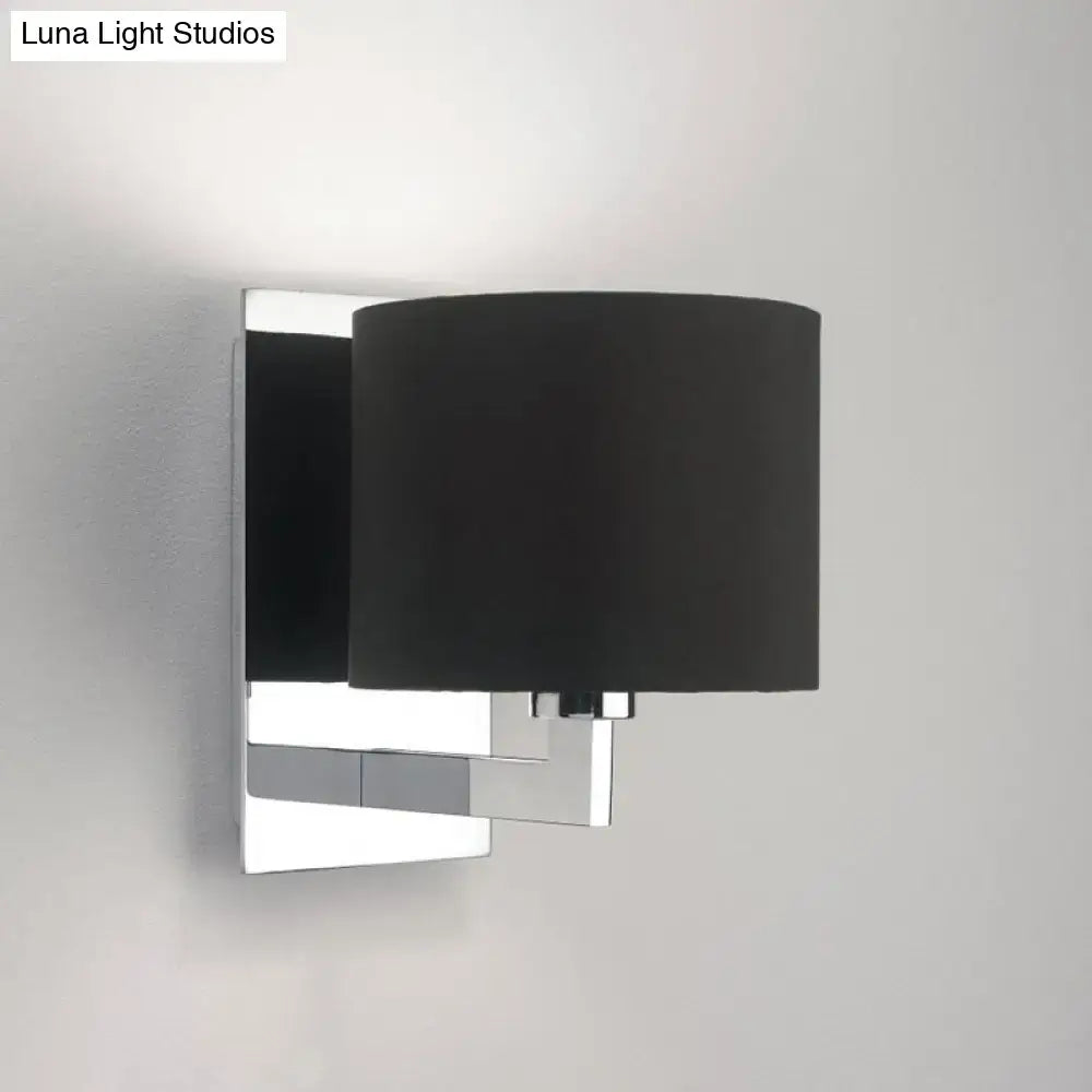 Modern brown fabric wall mount sconce – bedroom cylinder light