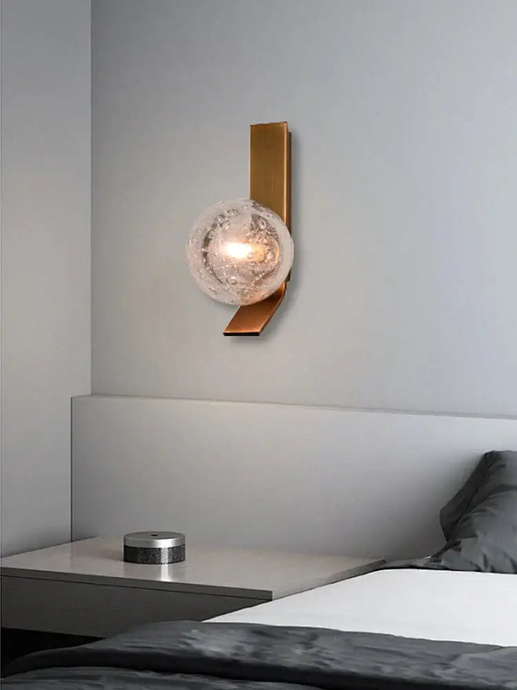 Modern brushed brass and frosted glass wall sconce lamps bedroom set
