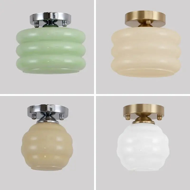 Modern brushed brass creamy glass iron led ceiling light bedroom