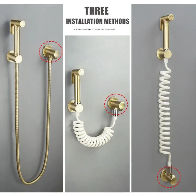 Modern brushed gold angled dual outlet toilet filling valve bathroom