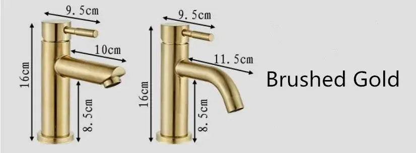 DecorBites™ Brushed Gold Basin Faucet: Solid Brass, Cold Hot Water Mixer, Single Handle