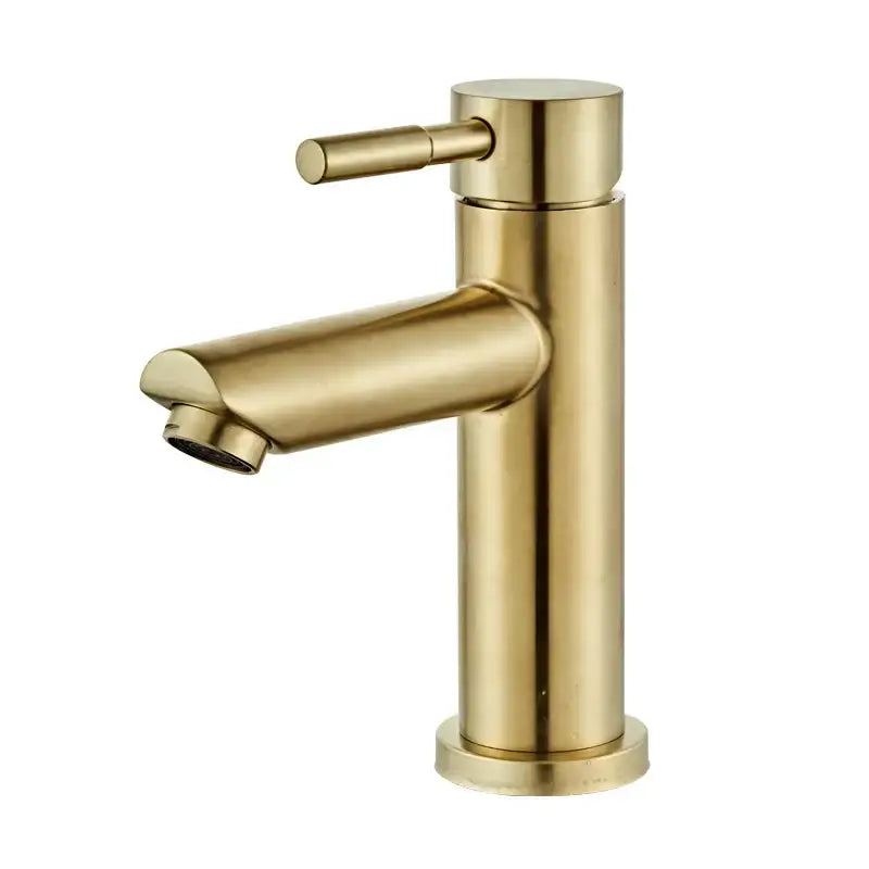 DecorBites™ Brushed Gold Basin Faucet: Solid Brass, Cold Hot Water Mixer, Single Handle