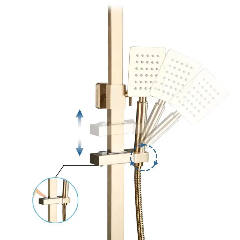 DecorBites™ Brushed Gold Rain Shower Bath Faucet Wall Mounted - Shower Set Mixer
