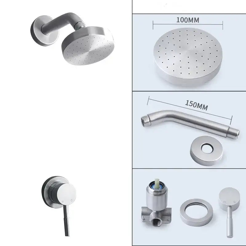 DecorBites™ Brushed Gold Round Rainfall Shower Faucet Set, Wall Mounted Shower Mixer