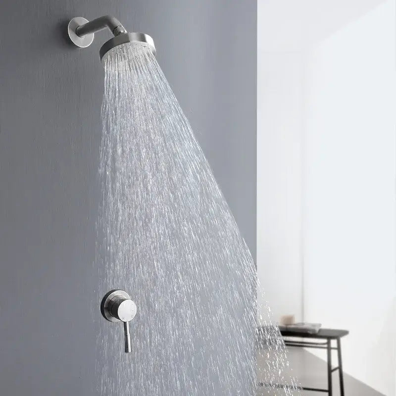 DecorBites™ Brushed Gold Round Rainfall Shower Faucet Set, Wall Mounted Shower Mixer