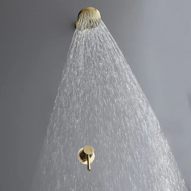 DecorBites™ Brushed Gold Round Rainfall Shower Faucet Set, Wall Mounted Shower Mixer