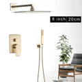 Modern brushed gold rainfall shower set bathroom wall mounted mixer