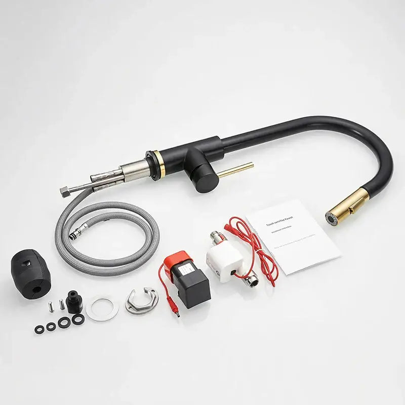DecorBites™ Brushed Gold Smart Sensor Kitchen Faucet, Dual Outlet, Single Handle