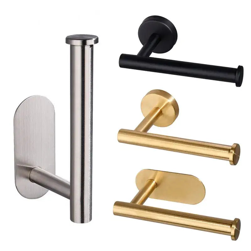 DecorBites™ Brushed Gold Stainless Steel Toilet Paper Holder Kitchen Bathroom Tissue Rack Stand