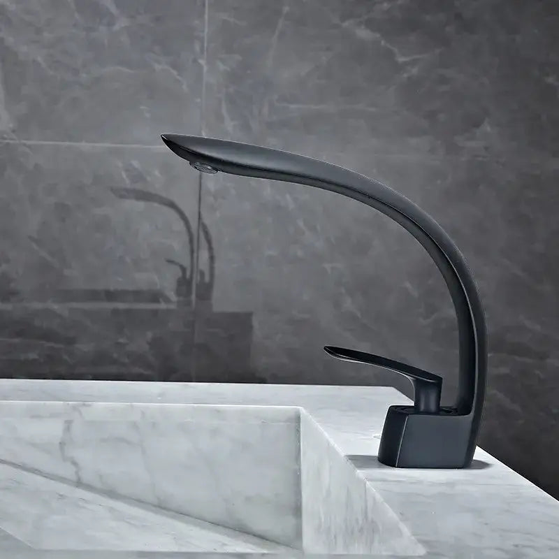 DecorBites™ Brushed Gold Basin Mixer Tap Single Handle Hot Cold Waterfall Faucet