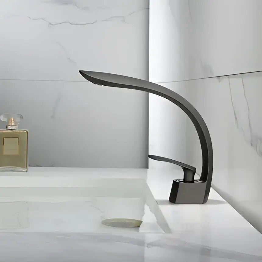 DecorBites™ Brushed Gold Basin Mixer Tap Single Handle Hot Cold Waterfall Faucet