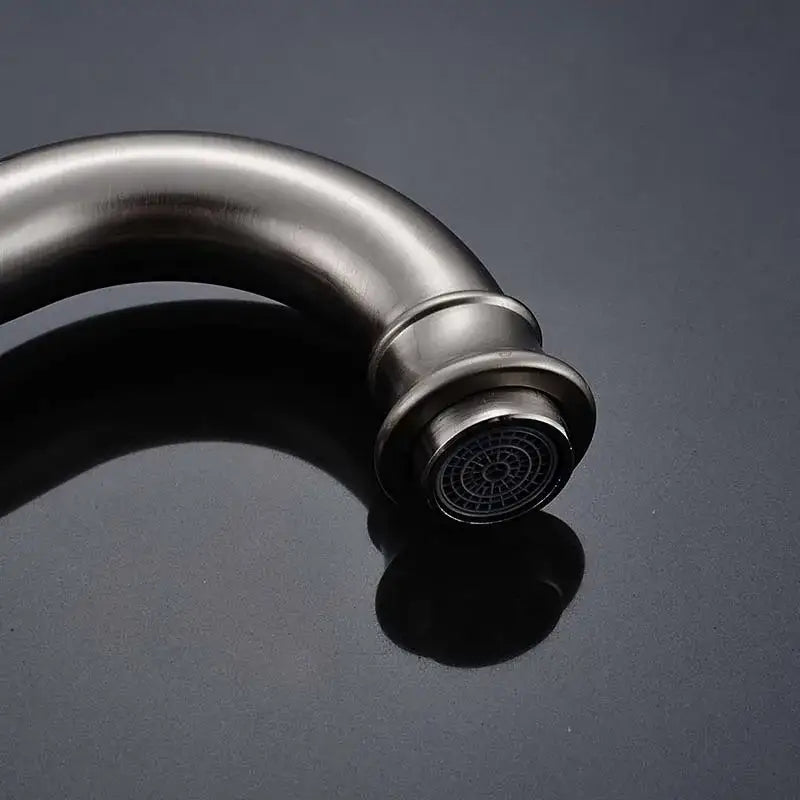 DecorBites™ Brushed Nickel Basin Faucet with Long Spout - Deck Mounted Single Handle Mixer