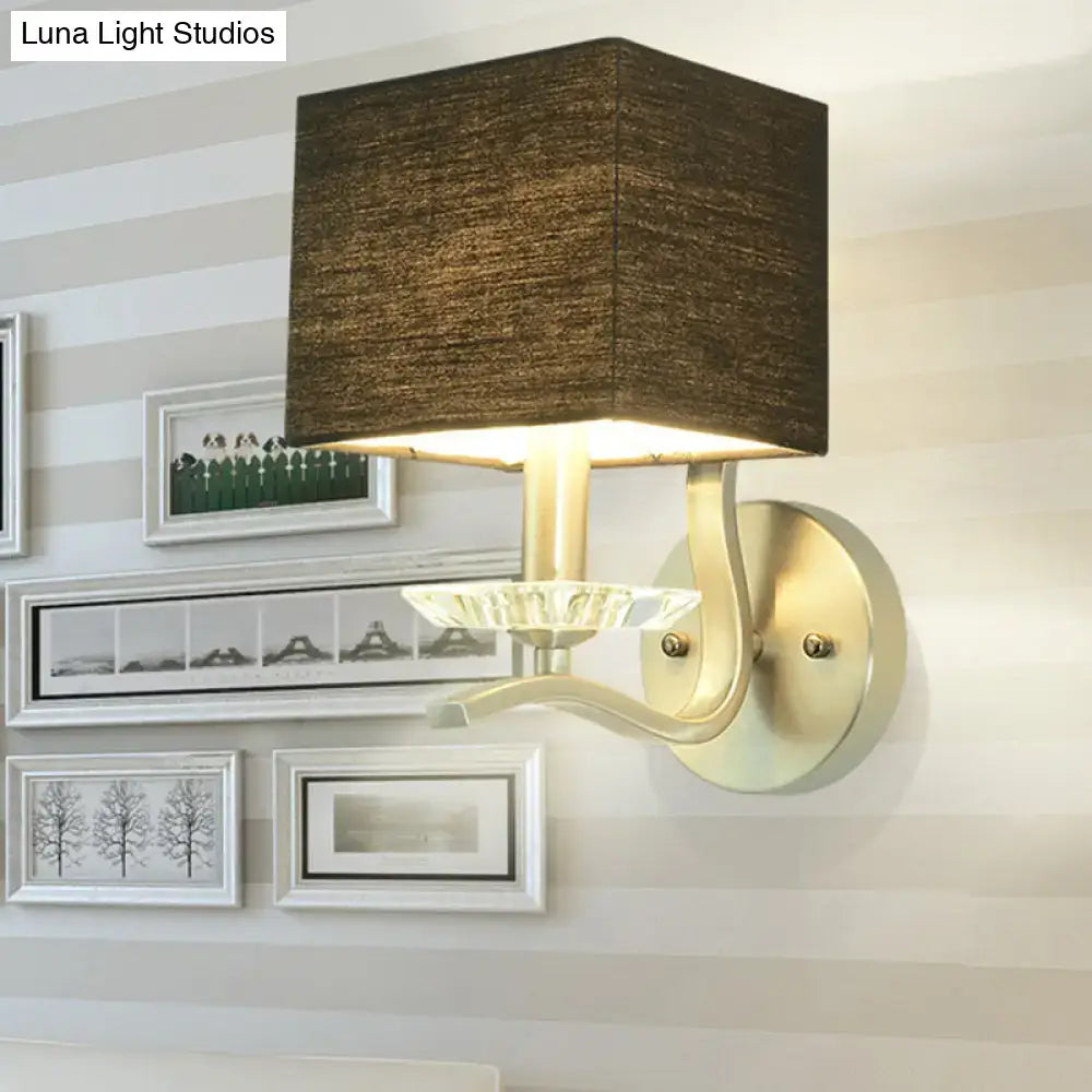 Modern brushed nickel bedside wall lamp with crystal – bedroom cube