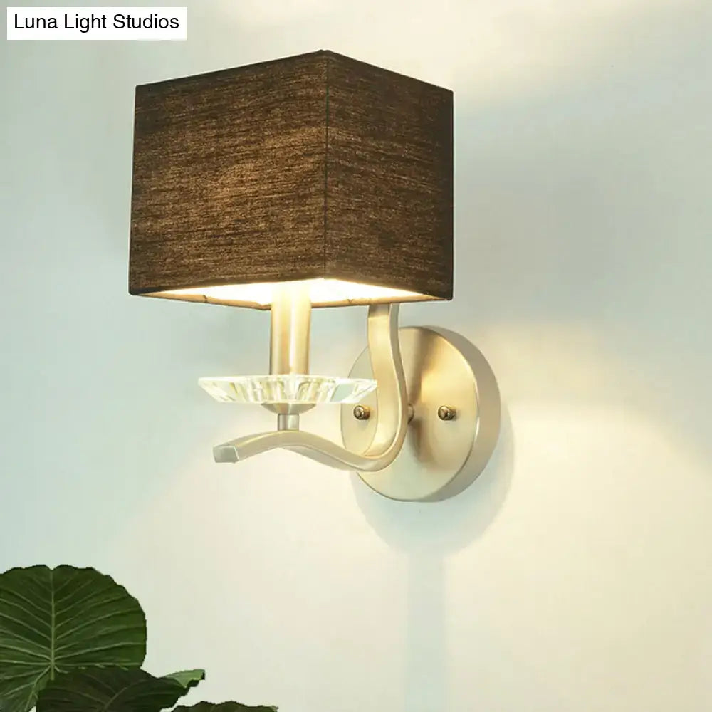 Modern brushed nickel bedside wall lamp with crystal – bedroom cube