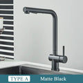 Modern brushed nickel kitchen faucet with dual spray nozzle