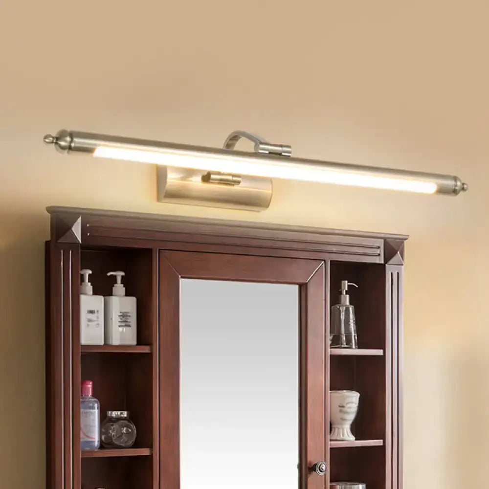 Modern brushed nickel led wall sconce restroom warm white light