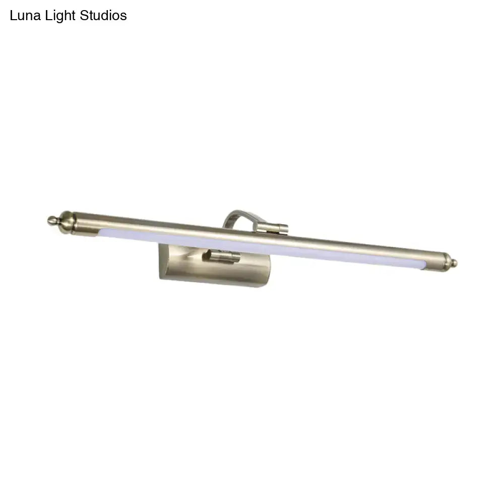 Modern brushed nickel led wall sconce restroom warm white light