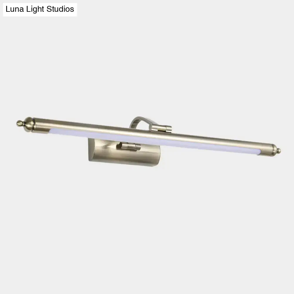Modern brushed nickel led wall sconce restroom warm white light