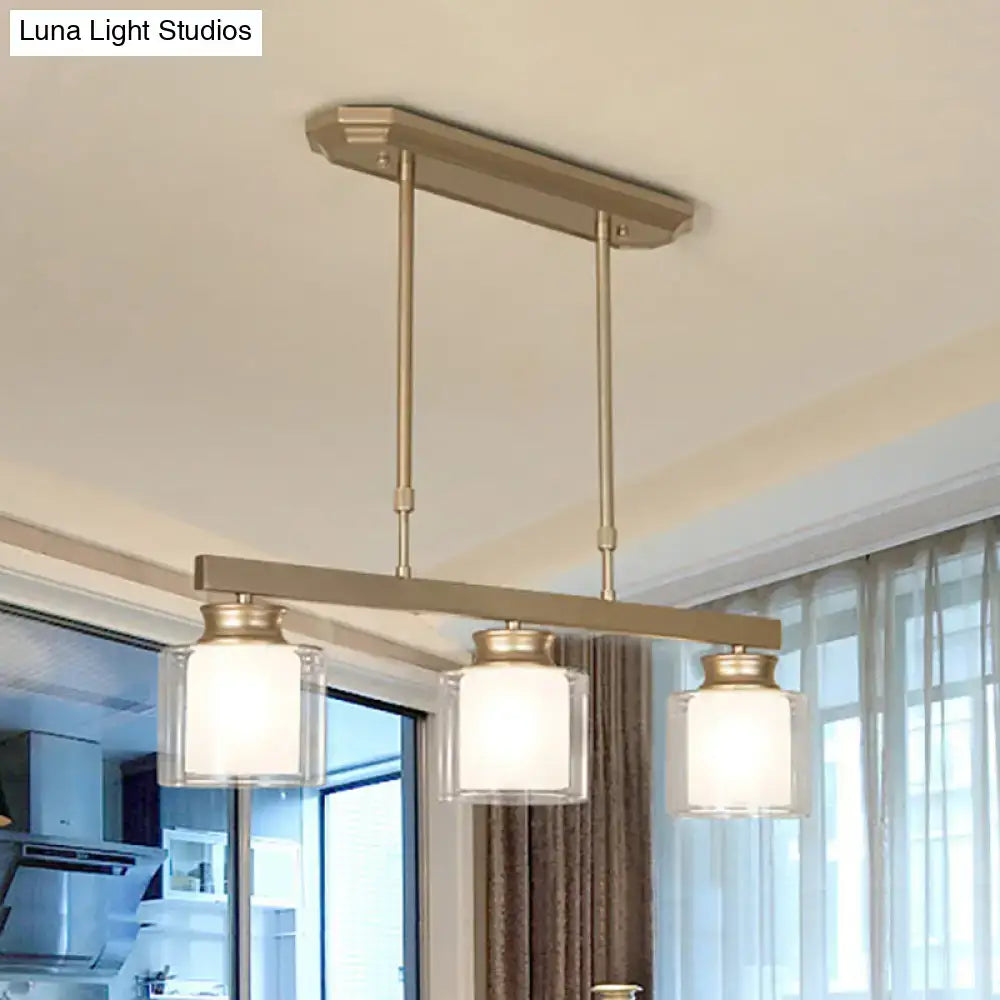DecorBites™ Traditional Gold Island Hanging Lamp with Clear Glass Shade, Ideal for Dining Rooms - 3/4 Lights