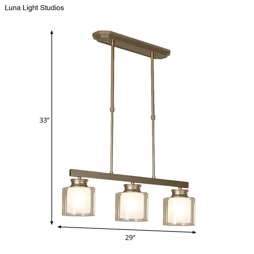 DecorBites™ Traditional Gold Island Hanging Lamp with Clear Glass Shade, Ideal for Dining Rooms - 3/4 Lights