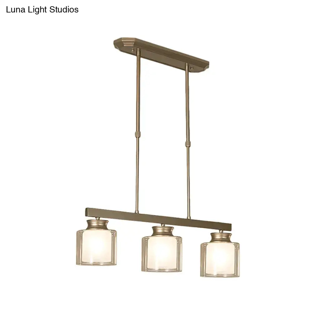 DecorBites™ Traditional Gold Island Hanging Lamp with Clear Glass Shade, Ideal for Dining Rooms - 3/4 Lights