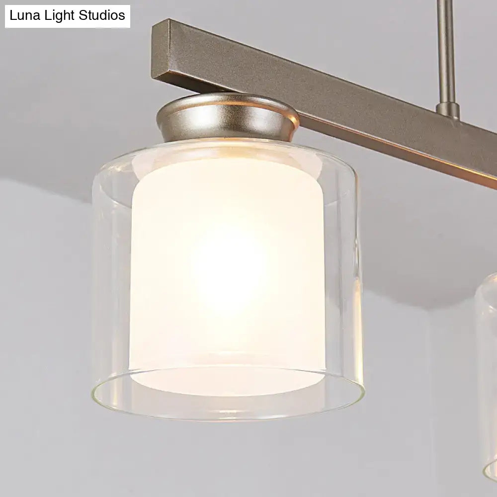 DecorBites™ Traditional Gold Island Hanging Lamp with Clear Glass Shade, Ideal for Dining Rooms - 3/4 Lights