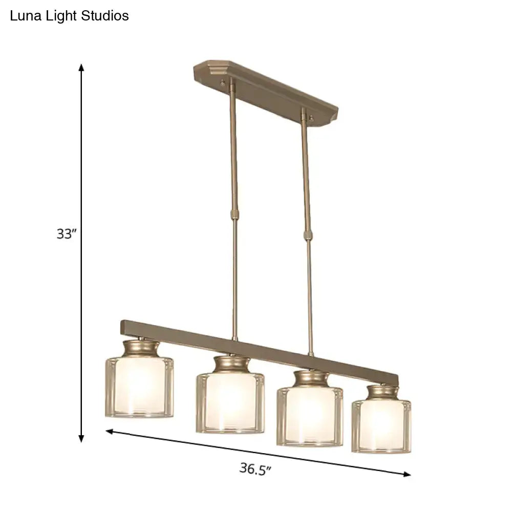 DecorBites™ Traditional Gold Island Hanging Lamp with Clear Glass Shade, Ideal for Dining Rooms - 3/4 Lights