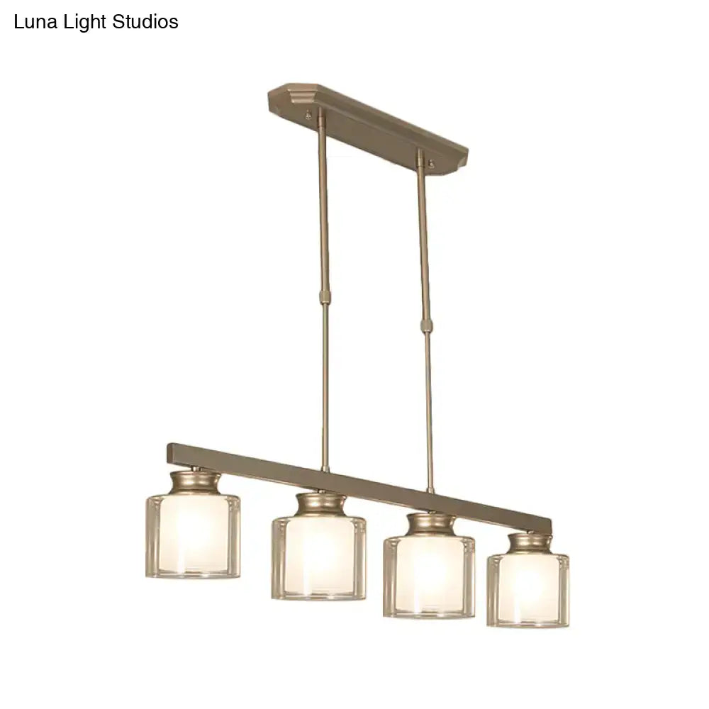 DecorBites™ Traditional Gold Island Hanging Lamp with Clear Glass Shade, Ideal for Dining Rooms - 3/4 Lights