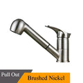 Modern brushed nickel pull down kitchen faucet with single lever handle