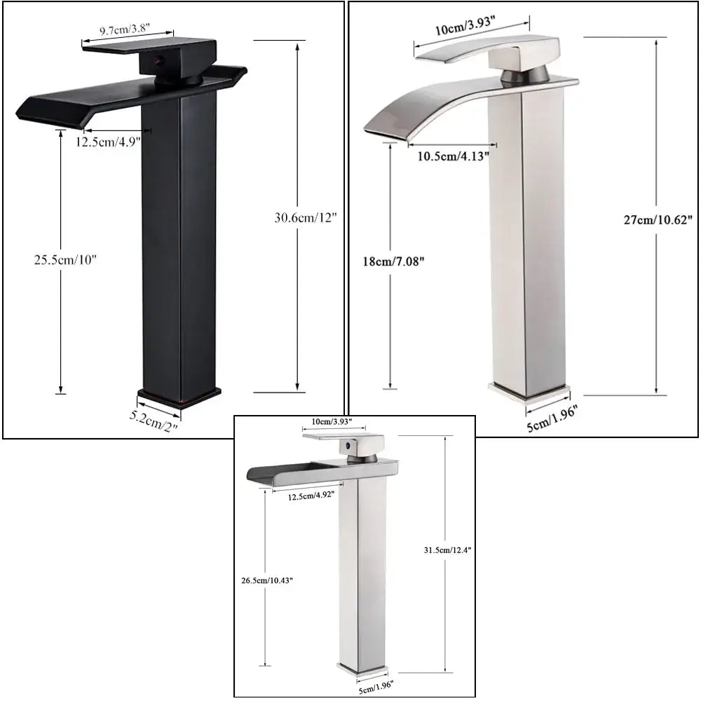 DecorBites™ Brushed Nickel Single Lever Waterfall Basin Faucet - Deck Mounted Brass Mixer