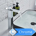 DecorBites™ Brushed Nickel Single Lever Waterfall Basin Faucet - Deck Mounted Brass Mixer