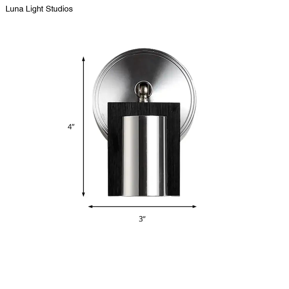 Modern brushed nickel & wood wall sconce bedroom warm white light