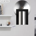 Modern brushed nickel & wood wall sconce bedroom warm white light