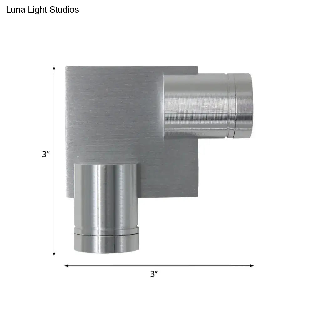 Modern brushed silver l-shaped led wall light fixture bedroom sconce