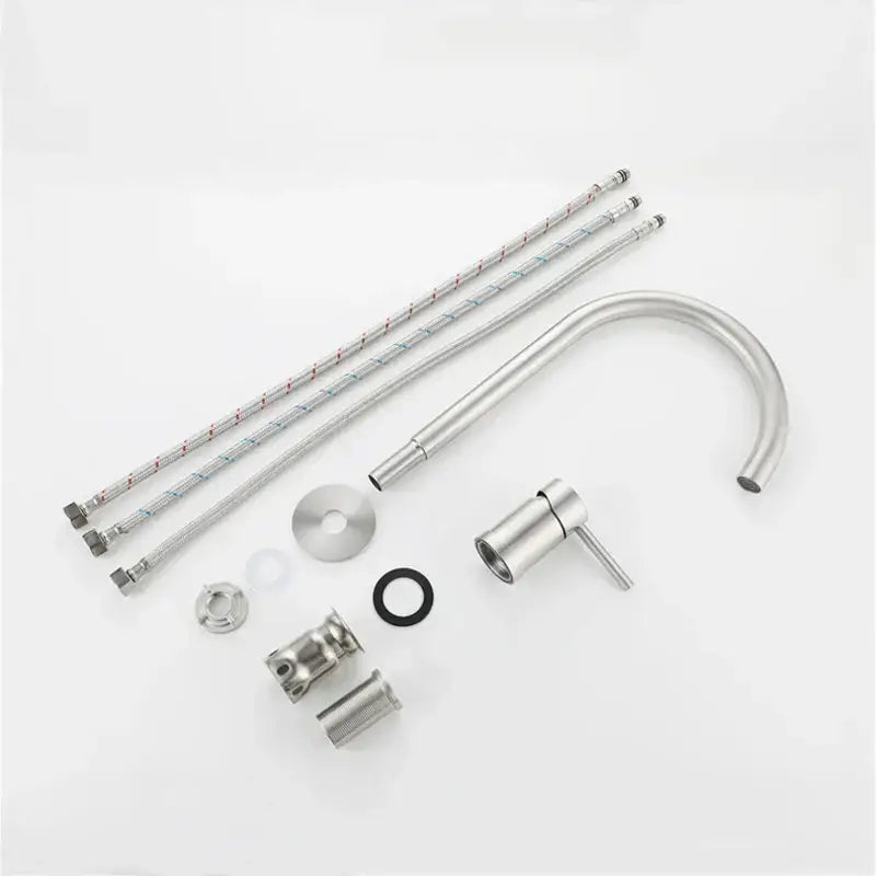 DecorBites™ Brushed Stainless Steel Bathroom Faucet - Deck Mounted Basin Mixer Tap