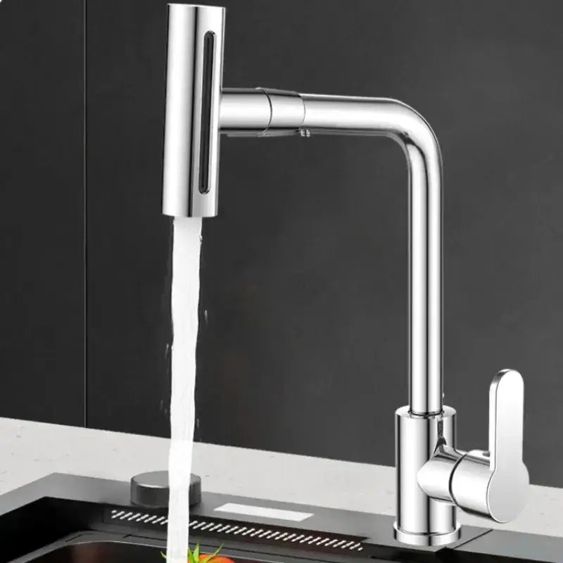 DecorBites™ Brushed Stainless Steel Kitchen Faucet with Rotation Stream Sprayer Head