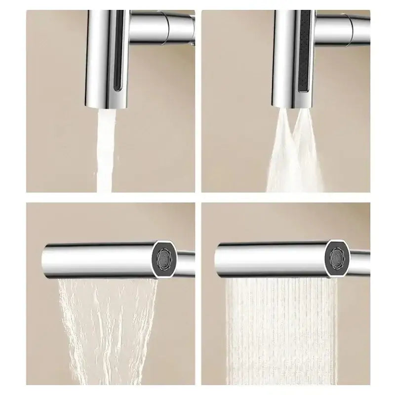 DecorBites™ Brushed Stainless Steel Kitchen Faucet with Rotation Stream Sprayer Head