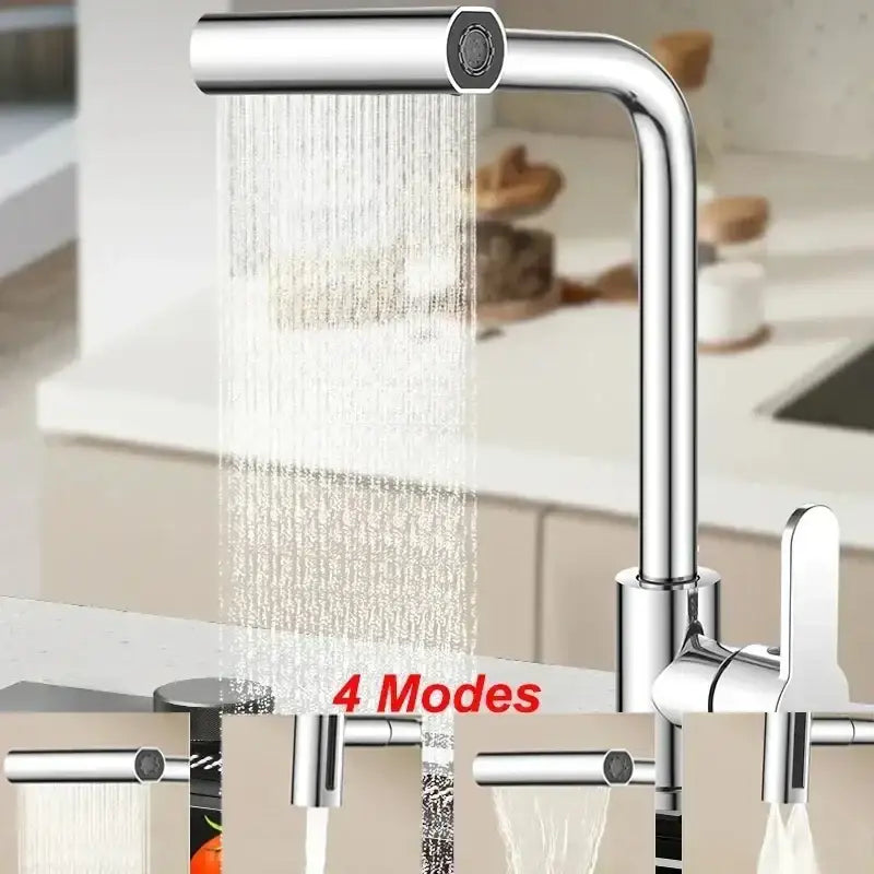 DecorBites™ Brushed Stainless Steel Kitchen Faucet with Rotation Stream Sprayer Head