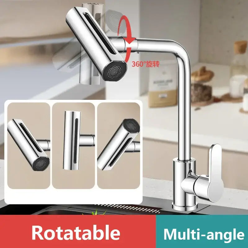 DecorBites™ Brushed Stainless Steel Kitchen Faucet with Rotation Stream Sprayer Head