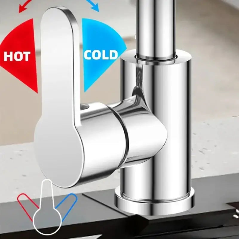 DecorBites™ Brushed Stainless Steel Kitchen Faucet with Rotation Stream Sprayer Head